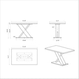 Somette Emily Modern Wood Dining Set with Table, Nook and Bench