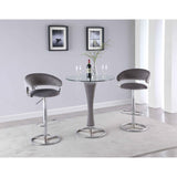 Somette Mirella Round Glass Pub Table with Upholstered Pedestal - N/A