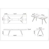 Somette Modern Dining Table with Extendable Glass Top & Solid Wood Legs