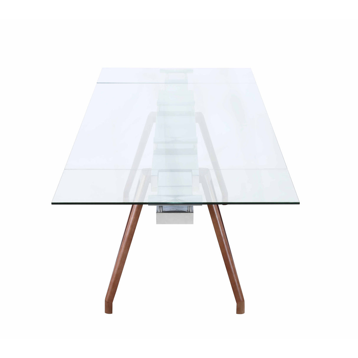 Somette Modern Dining Table with Extendable Glass Top & Solid Wood Legs