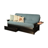 Somette Phoenix Black Futon Set with Storage Drawers and Innerspring Mattress