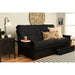 Somette Phoenix Black Futon Set with Storage Drawers and Innerspring Mattress