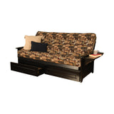 Somette Phoenix Black Futon Set with Storage Drawers and Innerspring Mattress