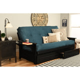 Somette Phoenix Black Futon Set with Storage Drawers and Innerspring Mattress