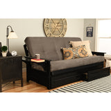Somette Phoenix Black Futon Set with Storage Drawers and Innerspring Mattress