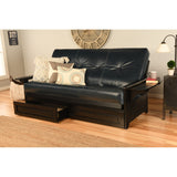 Somette Phoenix Black Futon Set with Storage Drawers and Innerspring Mattress