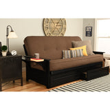 Somette Phoenix Black Futon Set with Storage Drawers and Innerspring Mattress