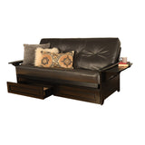 Somette Phoenix Black Futon Set with Storage Drawers and Innerspring Mattress