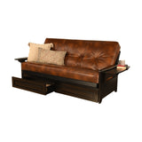 Somette Phoenix Black Futon Set with Storage Drawers and Innerspring Mattress