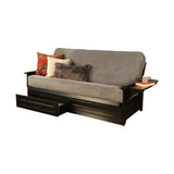 Somette Phoenix Black Futon Set with Storage Drawers and Innerspring Mattress