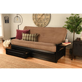 Somette Phoenix Black Futon Set with Storage Drawers and Innerspring Mattress