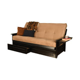 Somette Phoenix Black Futon Set with Storage Drawers and Innerspring Mattress
