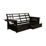 Somette Phoenix Black Futon Set with Storage Drawers and Innerspring Mattress