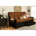 Somette Phoenix Black Futon Set with Storage Drawers and Innerspring Mattress
