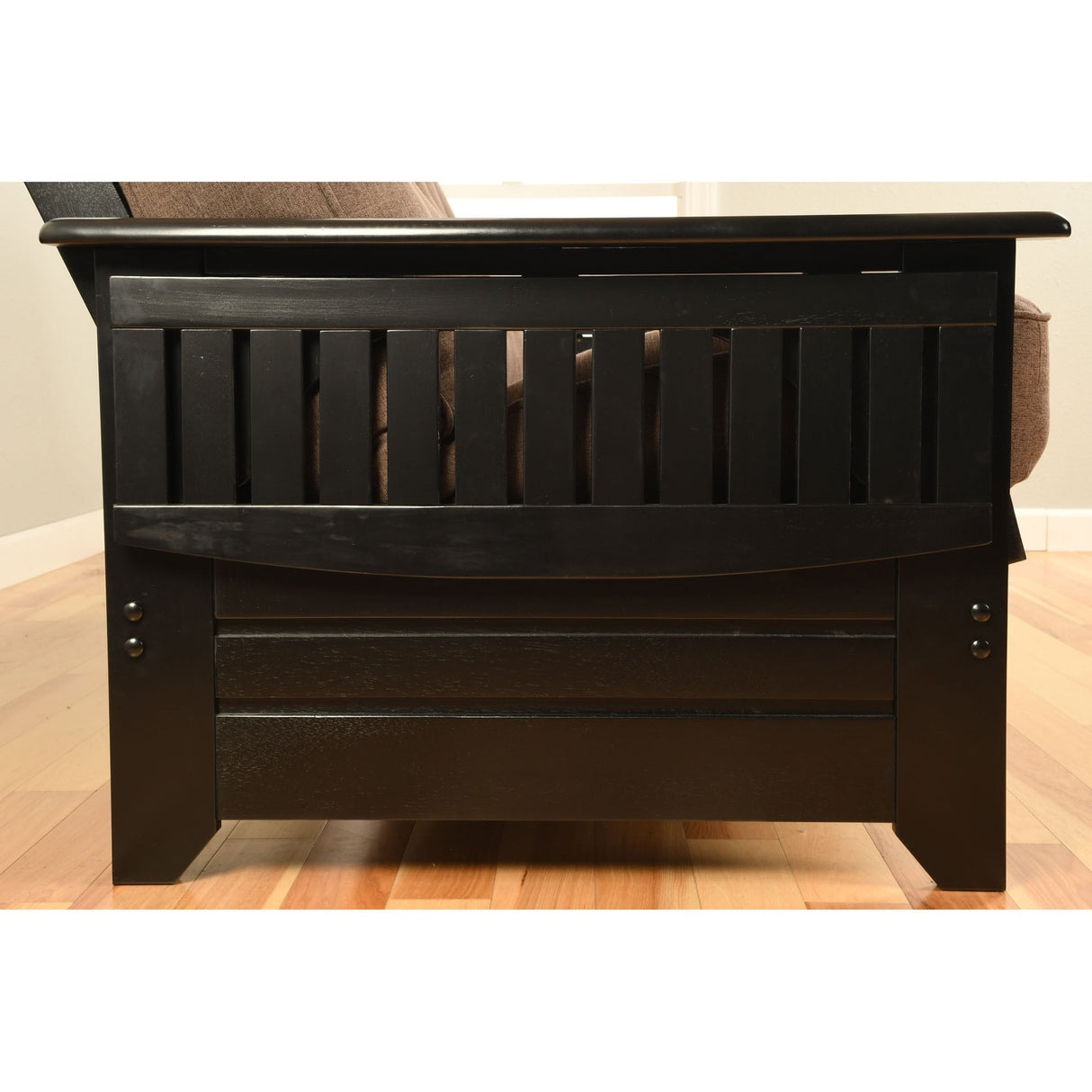 Somette Phoenix Black Futon Set with Storage Drawers and Innerspring Mattress
