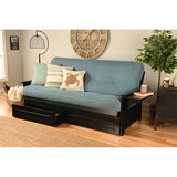Somette Phoenix Black Futon Set with Storage Drawers and Innerspring Mattress