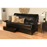 Somette Phoenix Black Futon Set with Storage Drawers and Innerspring Mattress