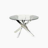 Somette Round Glass Top Chrome Dining Table - Silver