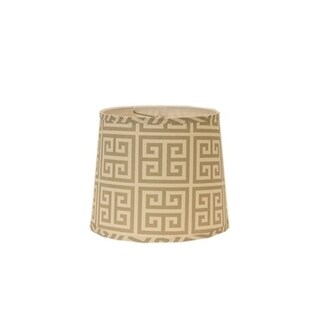Somette Taupe and Natural Greek Key 12 inch Drum Lamp Shade with Washer
