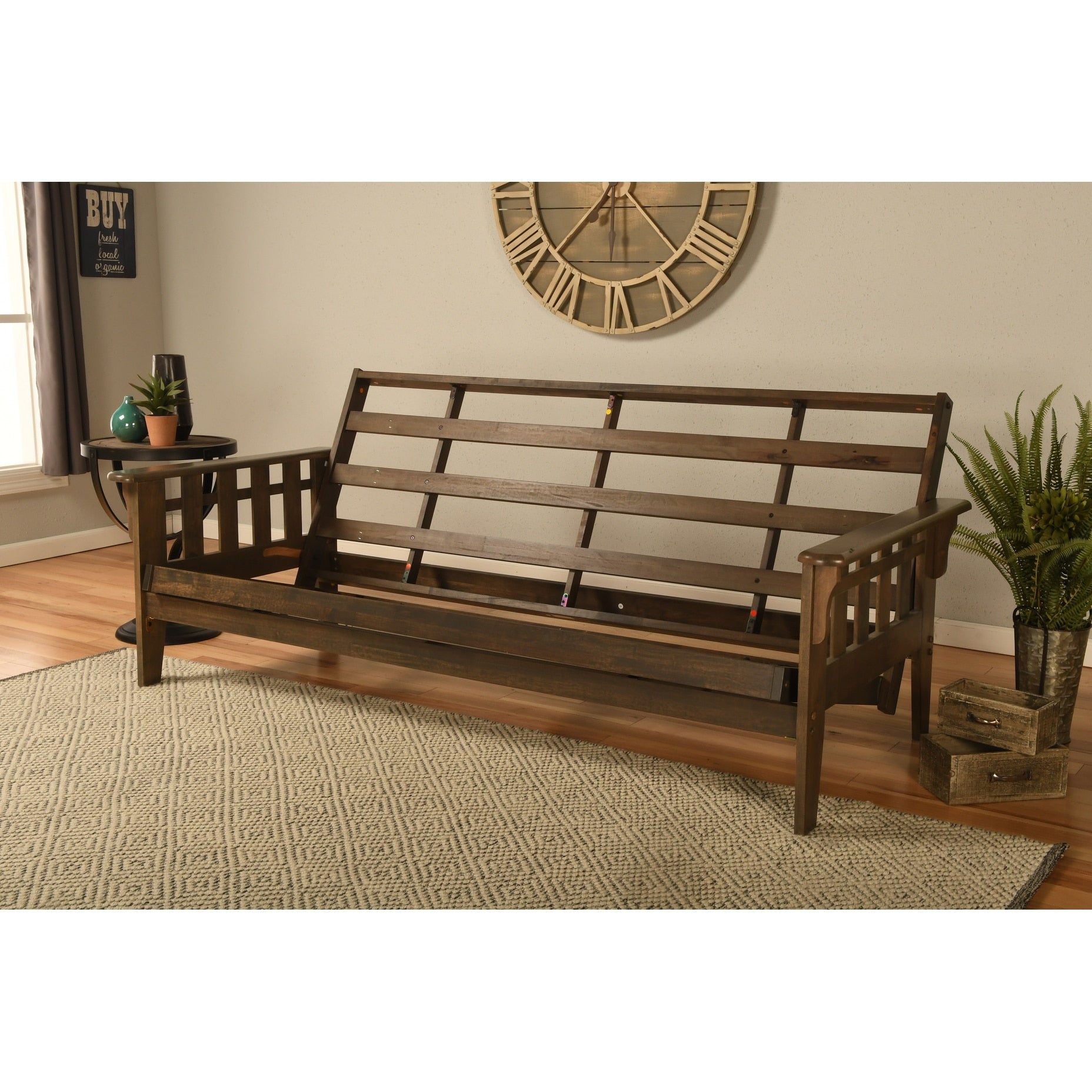 Somette Tucson Full Size Futon Frame in Rustic Walnut Finish Mattress not included