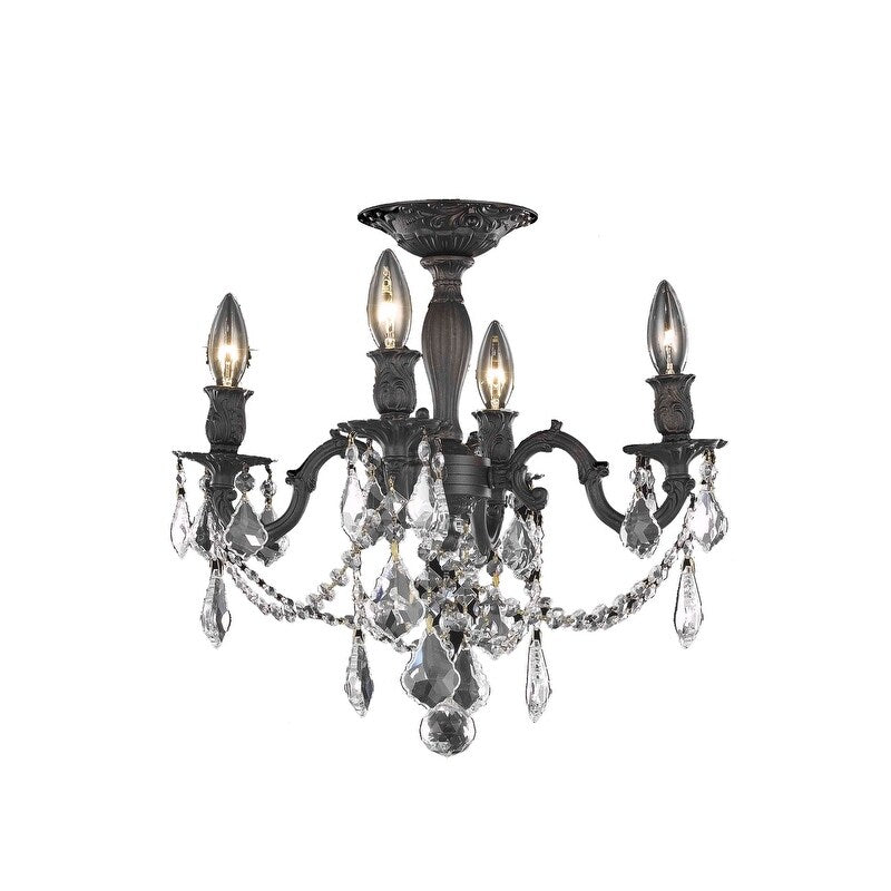 Somette Zurich 4-light Royal Cut Crystal and Bronze Flush Mount