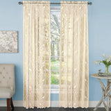 Songbird Lace Curtain Panel with Scalloped Hem
