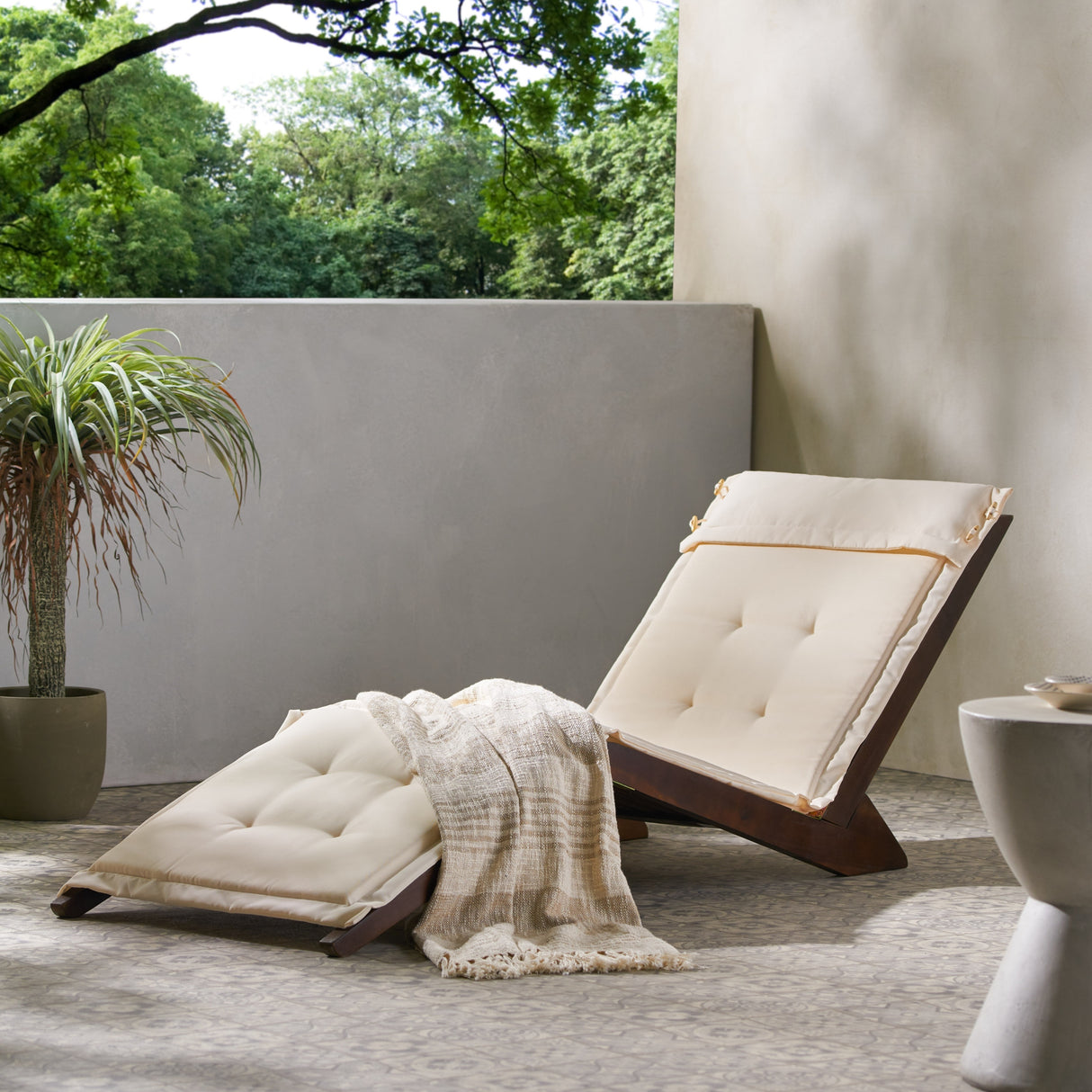 Sonora Wood Folding Lounger with Cushion by Christopher Knight Home