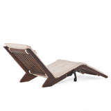 Sonora Wood Folding Lounger with Cushion by Christopher Knight Home