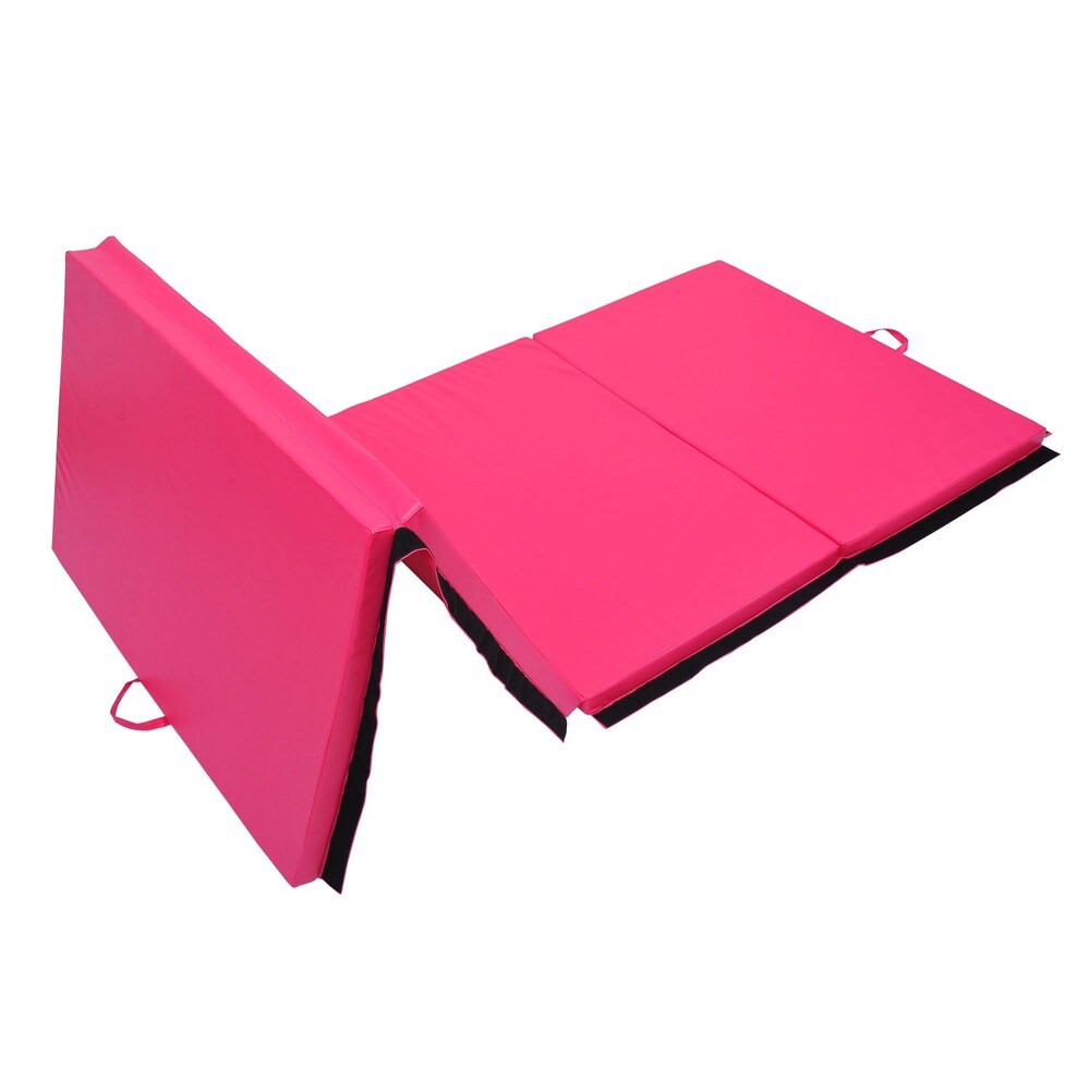 Soozier 4' x 10' x 2" PU Leather Folding Gymnastics Mat - Pink