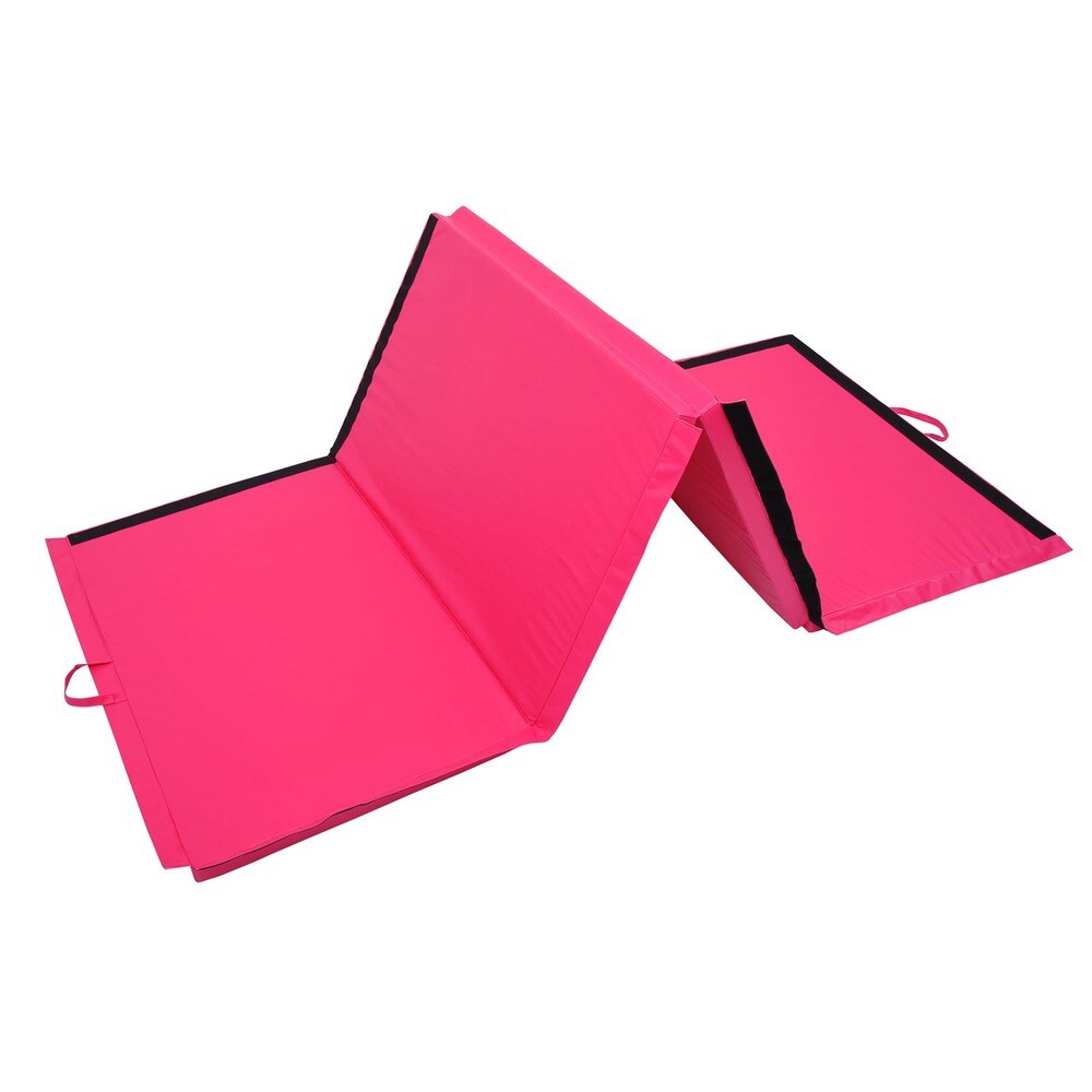 Soozier 4' x 10' x 2" PU Leather Folding Gymnastics Mat - Pink