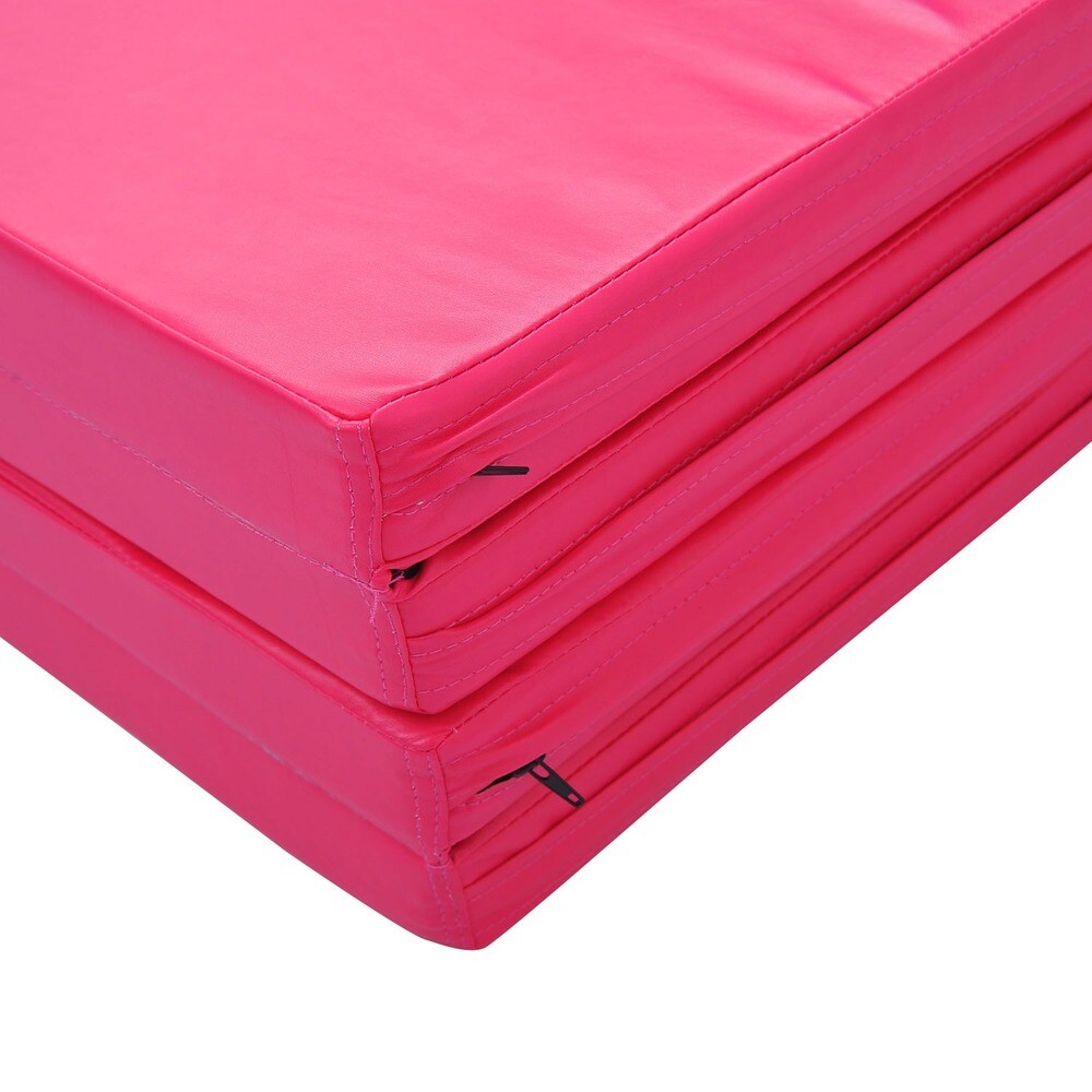 Soozier 4' x 10' x 2" PU Leather Folding Gymnastics Mat - Pink