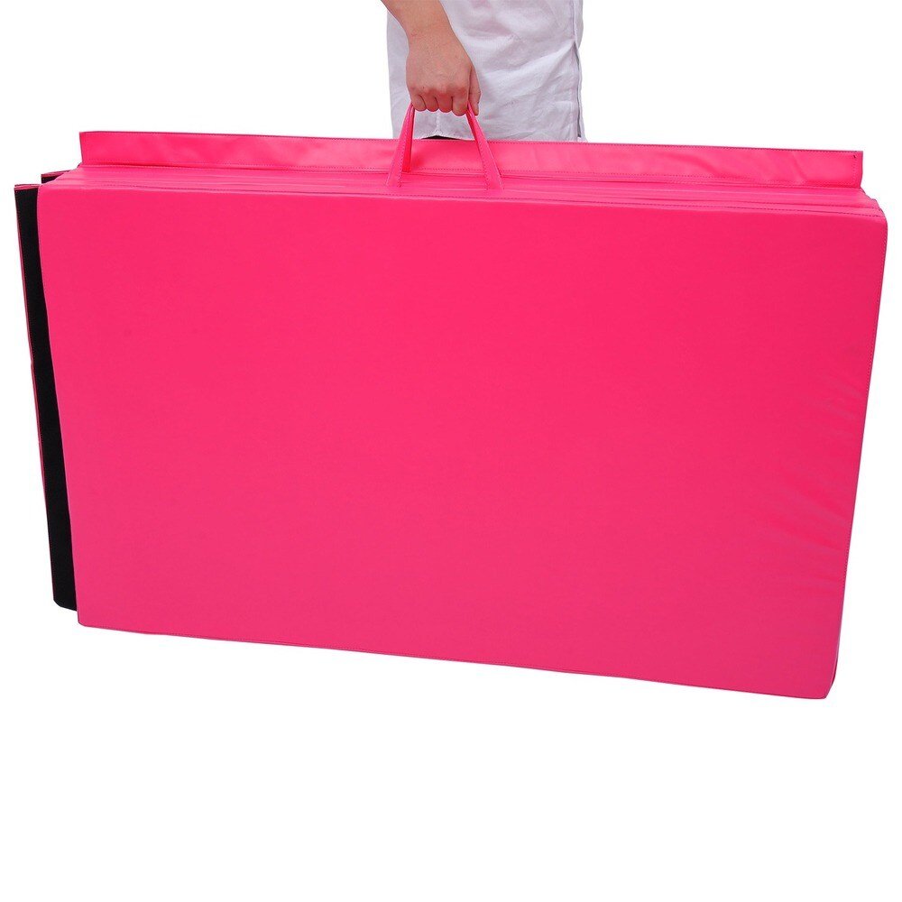 Soozier 4' x 10' x 2" PU Leather Folding Gymnastics Mat - Pink