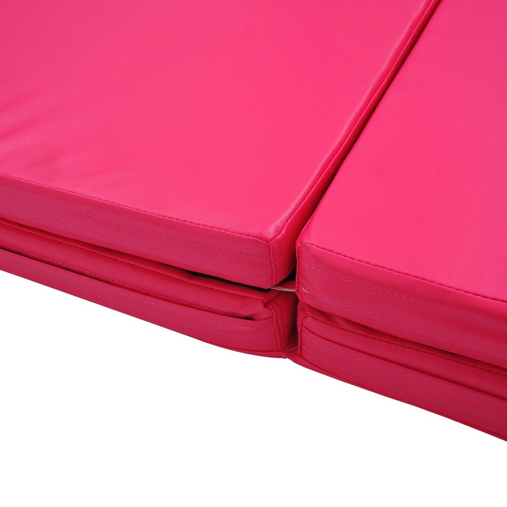 Soozier 4' x 10' x 2" PU Leather Folding Gymnastics Mat - Pink