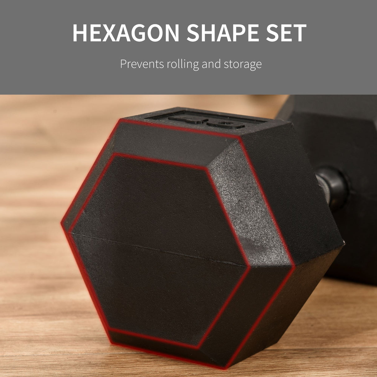 Soozier Hex Dumbbells Set, Rubber Hand Weights with Non-Slip Handles, Anti-roll, for Women or Men Home Gym Workout