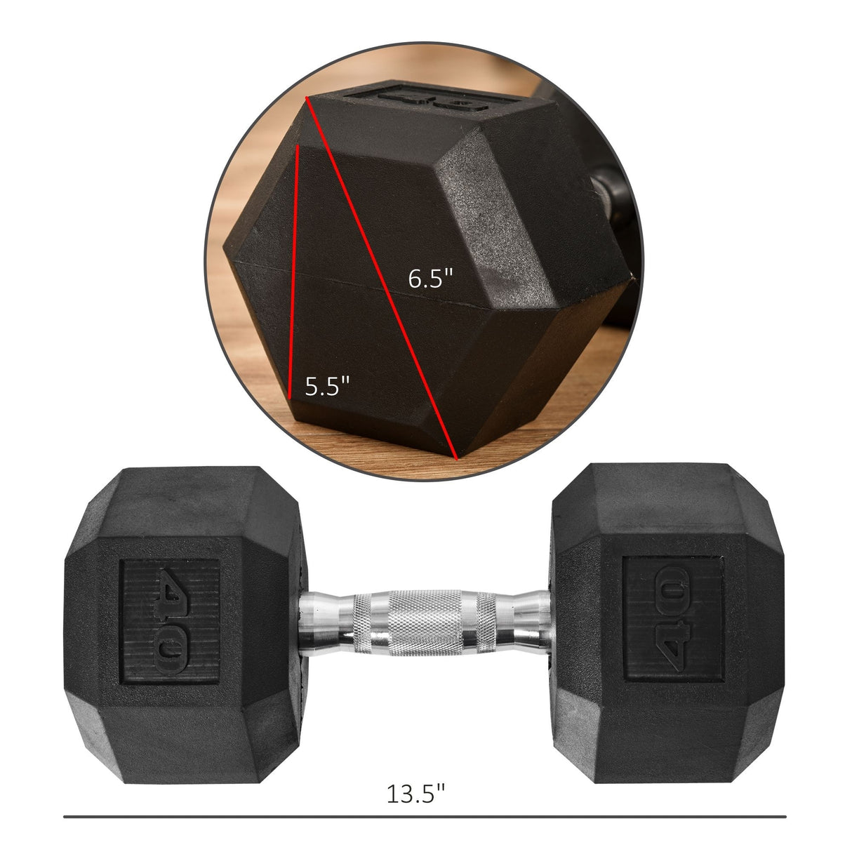 Soozier Hex Dumbbells Set, Rubber Hand Weights with Non-Slip Handles, Anti-roll, for Women or Men Home Gym Workout