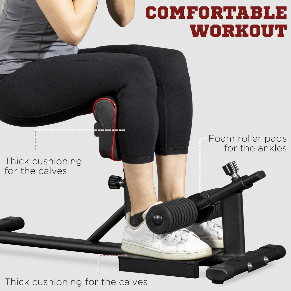 Soozier Deep Squat Machine, Sissy Squat Leg Workout Equipment with Adjustable Calf Pad and Non-slip Foot Plate