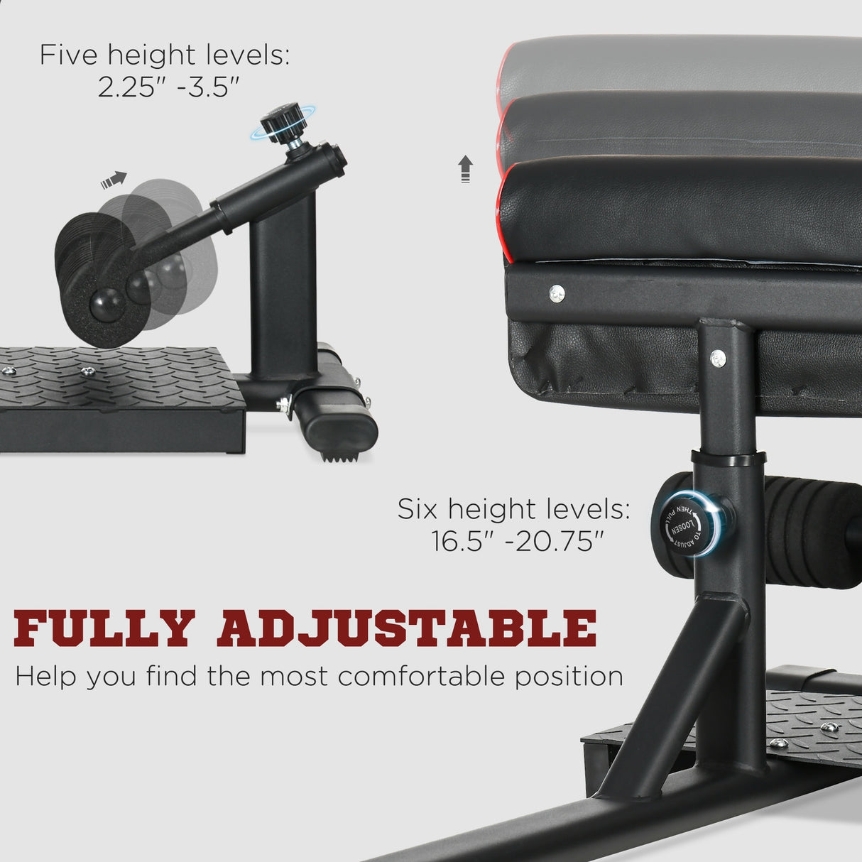 Soozier Deep Squat Machine, Sissy Squat Leg Workout Equipment with Adjustable Calf Pad and Non-slip Foot Plate