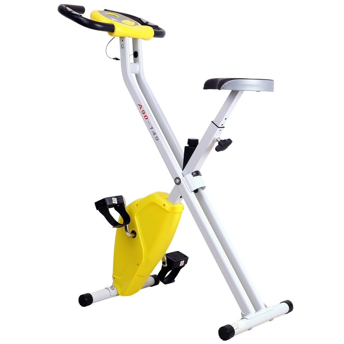 Soozier Folding Exercise Bike LCD Monitor Home Gym Exercise Adjustable Tension Padded Seat Heart Rate Monitor Pulse Sensor