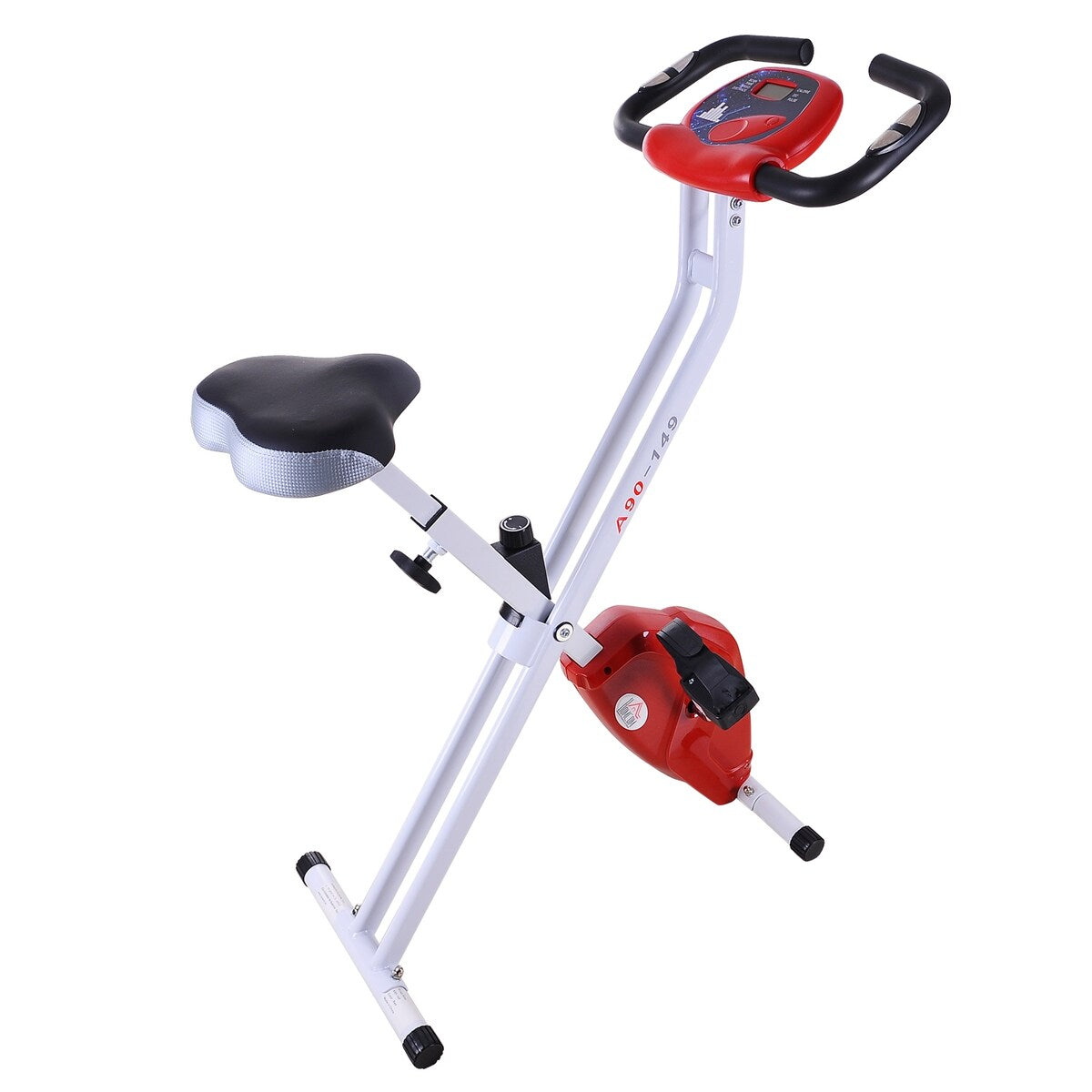 Soozier Folding Exercise Bike LCD Monitor Home Gym Exercise Adjustable Tension Padded Seat Heart Rate Monitor Pulse Sensor