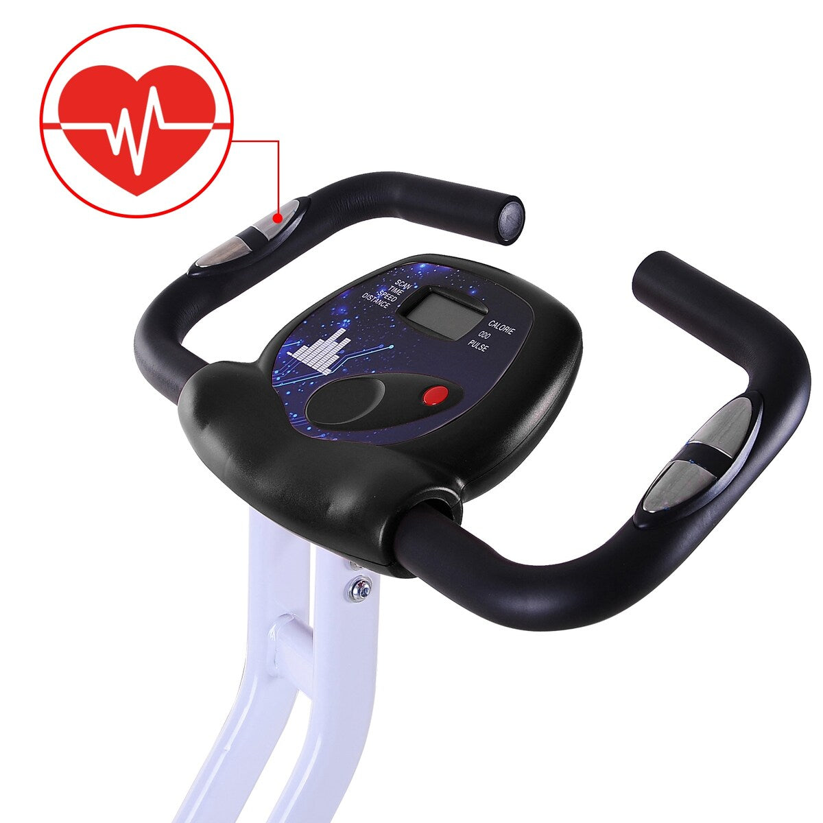 Soozier Folding Exercise Bike LCD Monitor Home Gym Exercise Adjustable Tension Padded Seat Heart Rate Monitor Pulse Sensor