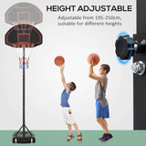 Soozier Portable Basketball Hoop Stand, Height-Adjustable Basketball System with 29'' Backboard and Wheels for Indoor Outdoor