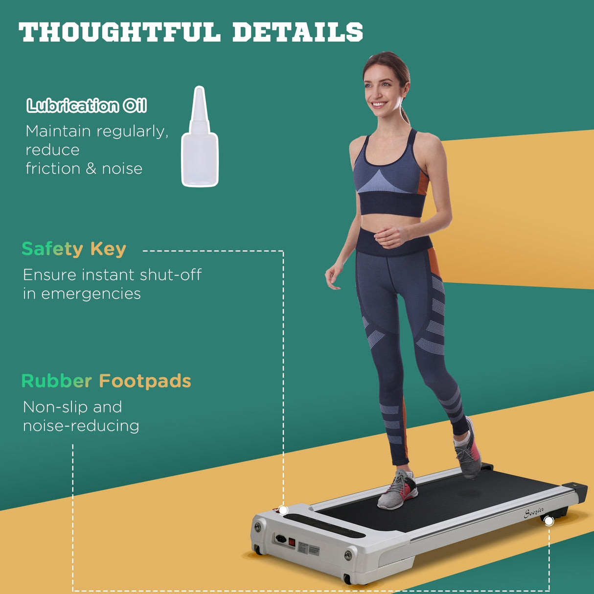 Soozier Walking Pad, Standing Under Desk Treadmill, Walking Jogging Machine with Blue Tooth Speaker, Remote Control