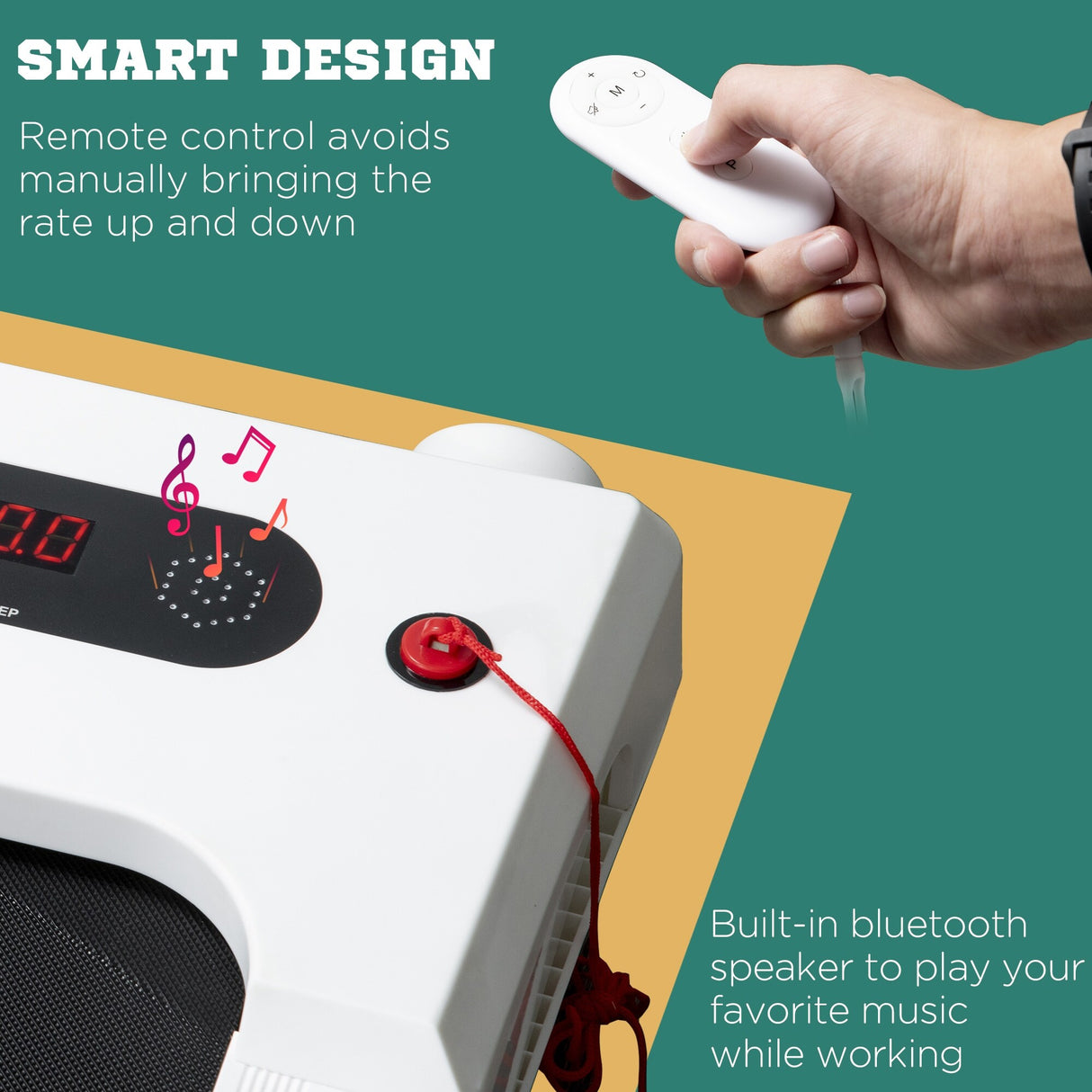 Soozier Walking Pad, Standing Under Desk Treadmill, Walking Jogging Machine with Blue Tooth Speaker, Remote Control