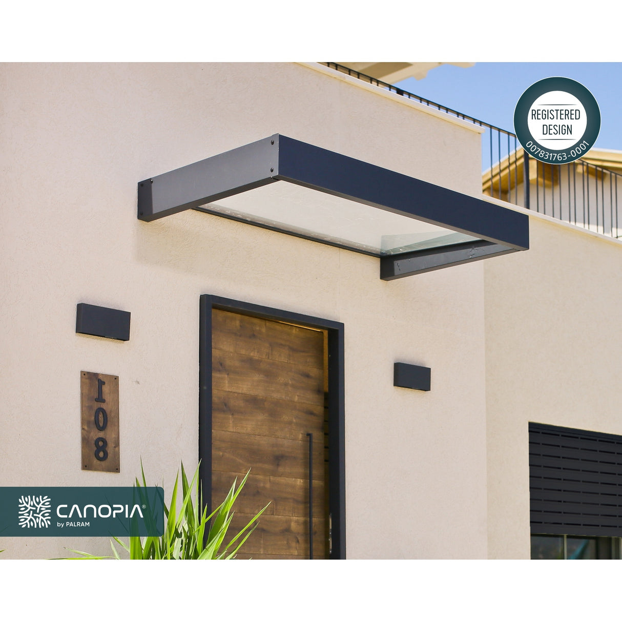 Sophia 3 ft. Gray/ White Opal Door and Window Awning
