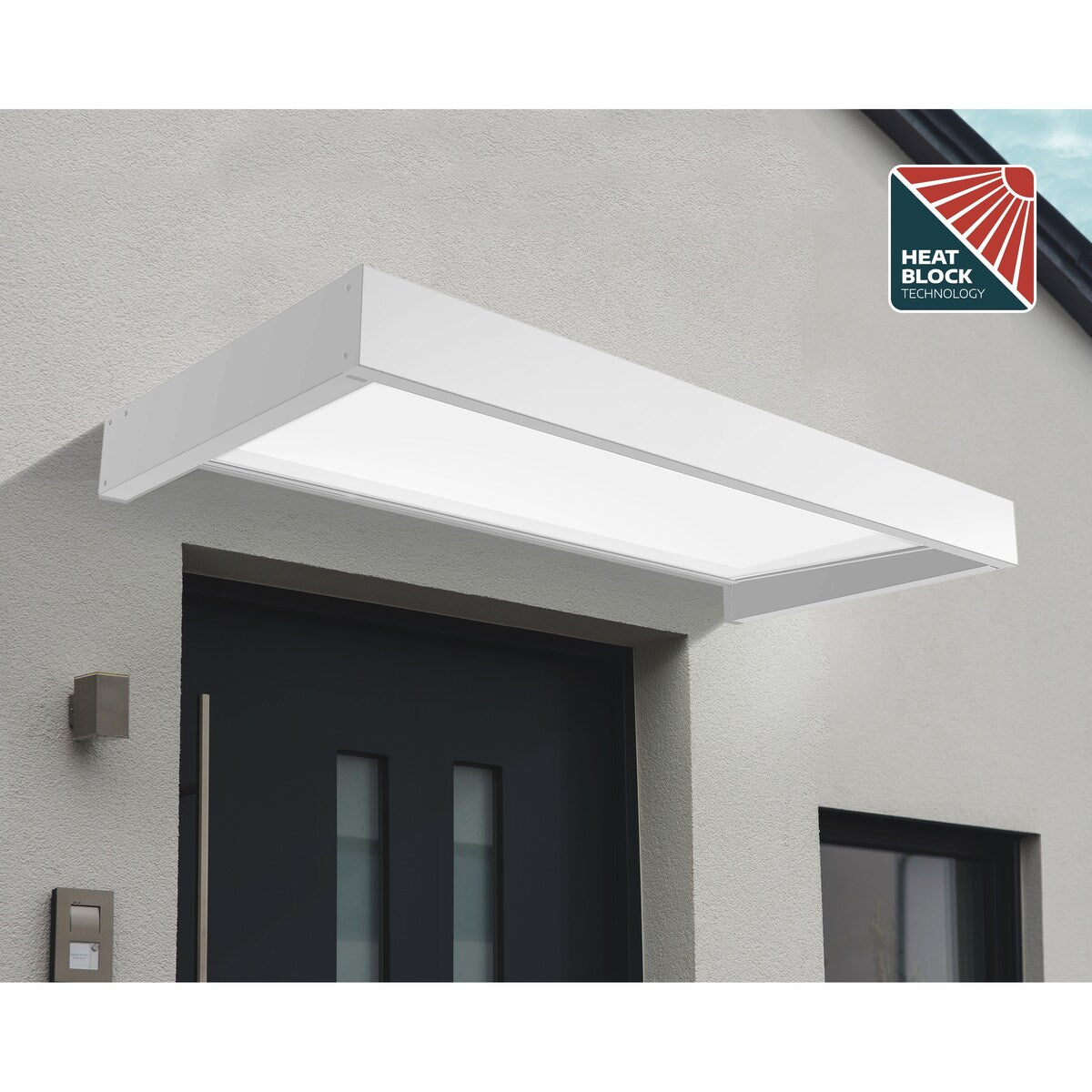 Sophia 3 ft. White Structure / White Opal Panel Door and Window Awning