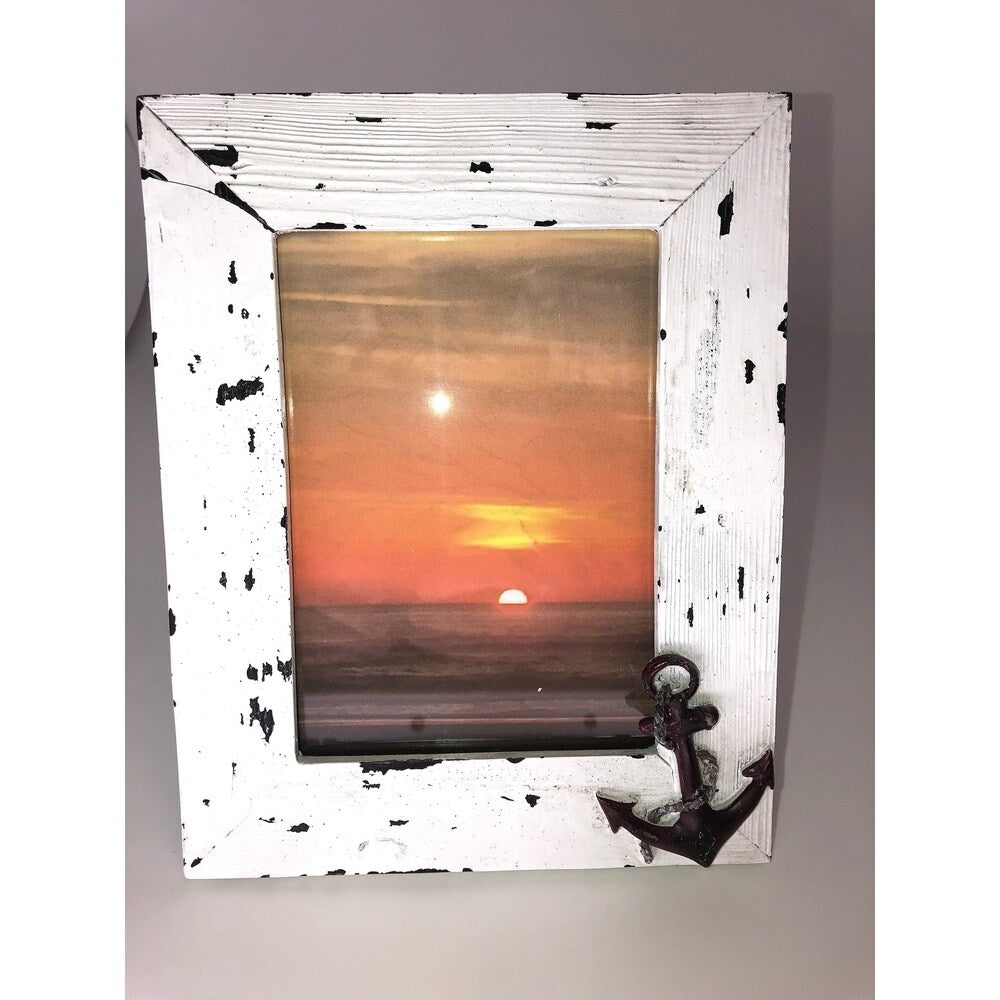 Sophia Rae Decorative Seaside Picture Frame Set of 8 Frames- Distressed White