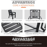 MAISON ARTS 5 Piece Outdoor Patio Dining Set, 4 Metal Stackable Dining Chairs and 1 Round 37.8" Diameter Umbrella Table