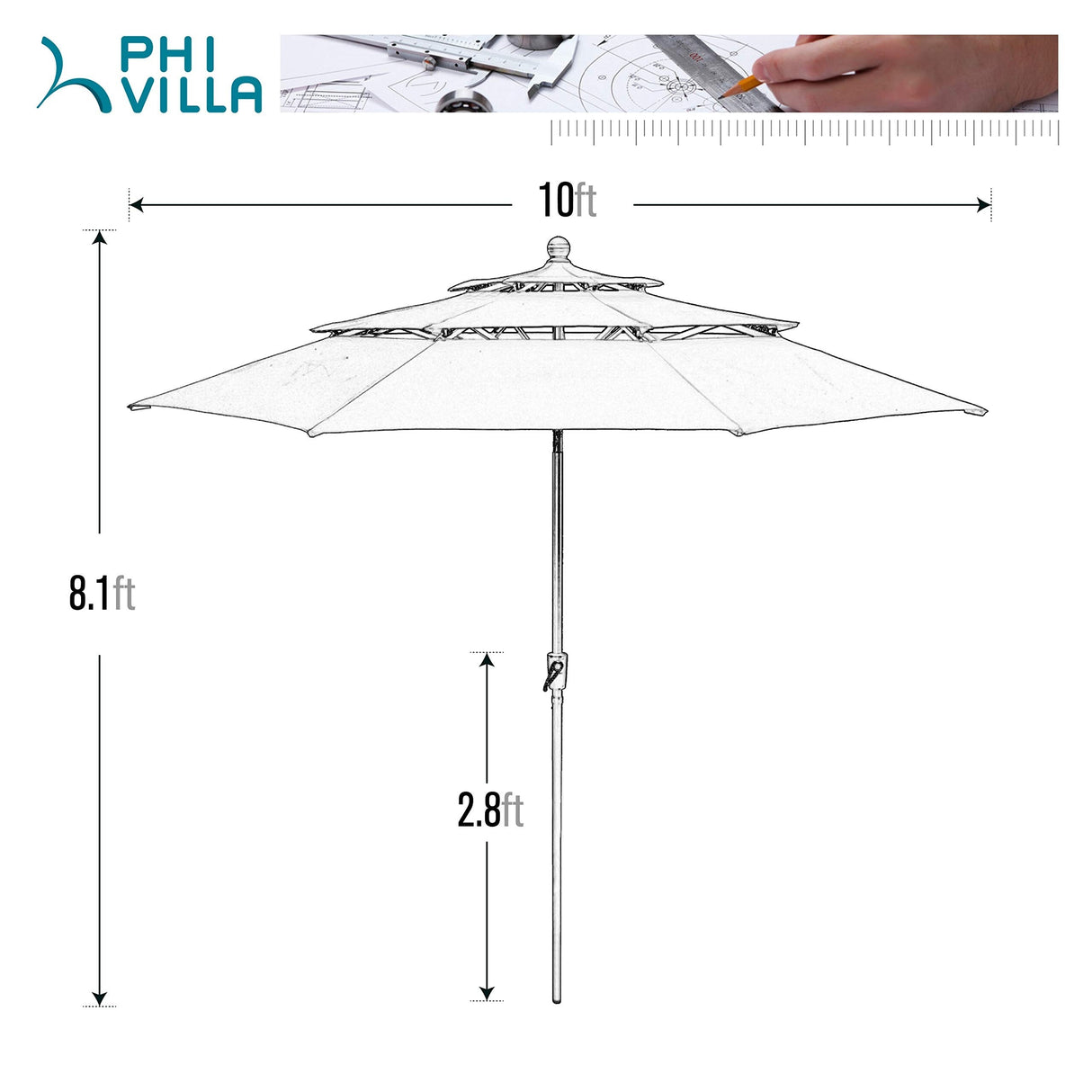 MAISON ARTS Outdoor Patio 6 Pieces Dining Set with Umbrella