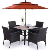 MAISON ARTS Outdoor Patio 6 Pieces Dining Set with Umbrella