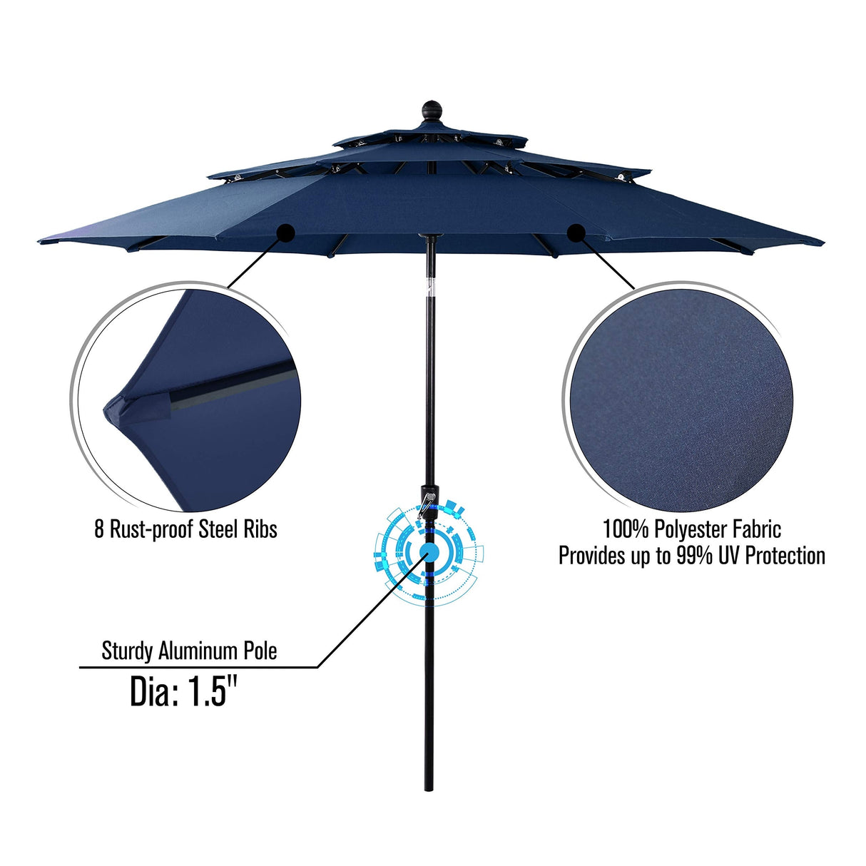 MAISON ARTS Outdoor Patio 6 Pieces Dining Set with Umbrella